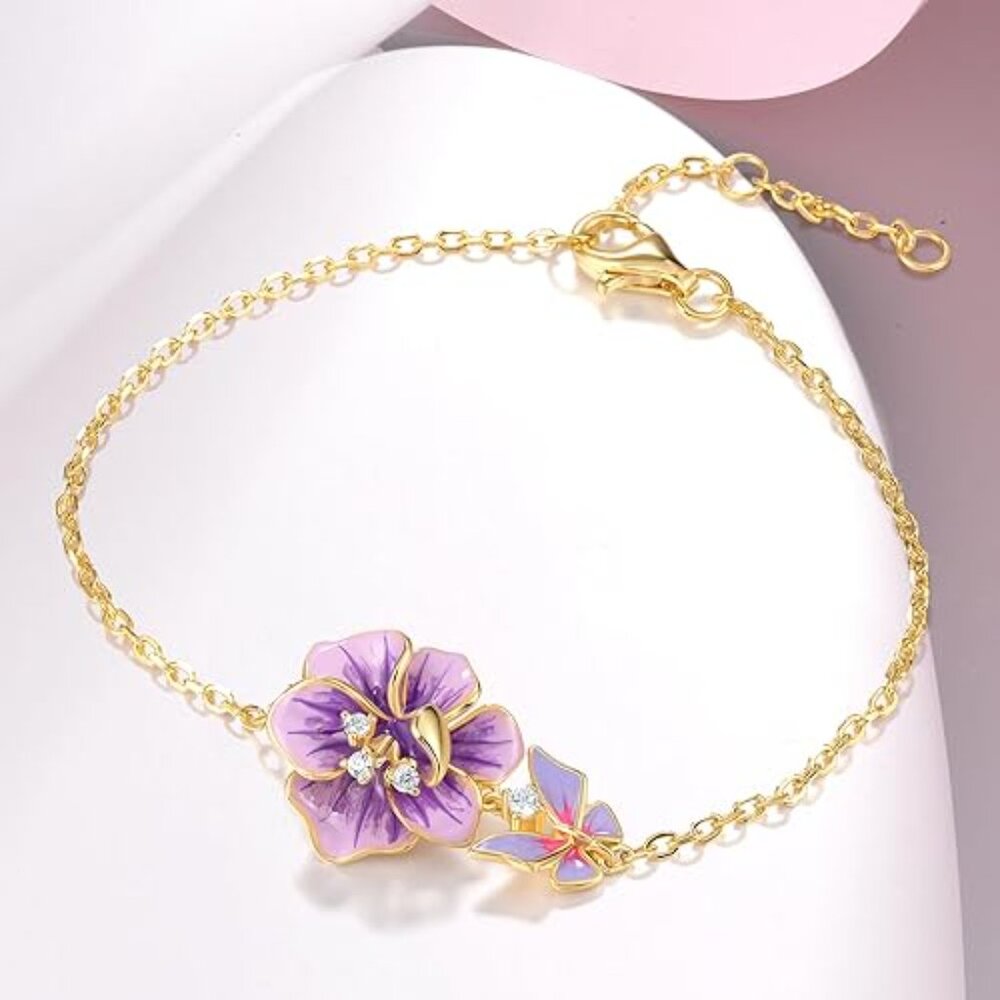 Neiman Marcus Peony Purple Peony 925 Sterling Silver Bracelet